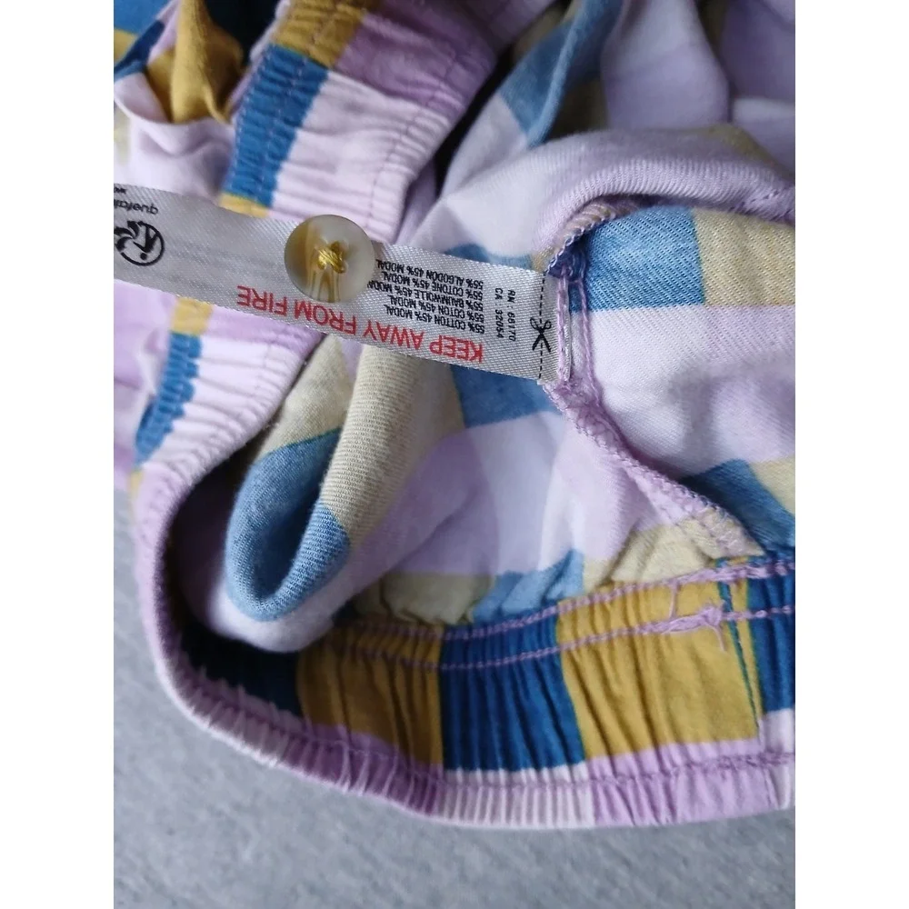 Anthropologie Pajama Set Medium Pants Tiger Checkered Comfort Lounge Sleep - Picture 8 of 16